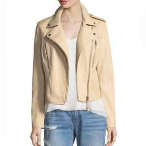 Derek Lam 10 Crosby Zip-Front Grained Leather Jacket